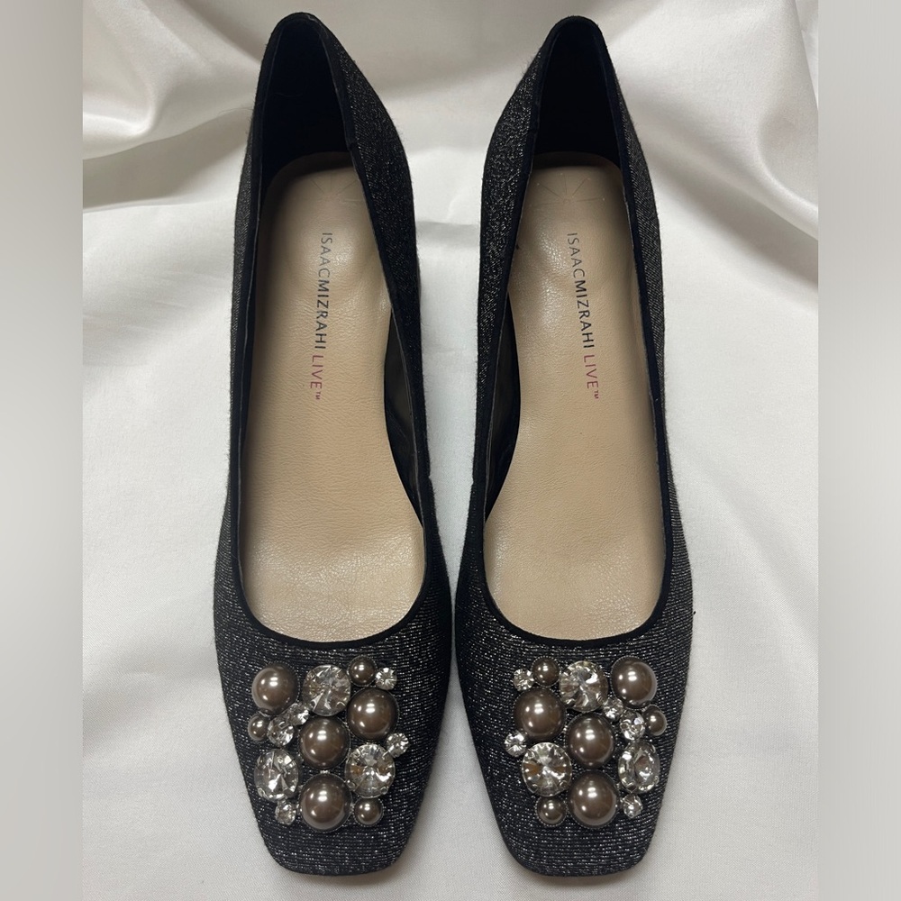 Isaac Mizrahi Live Women’s Dress Shoes Sz 8M Multi Silver/Black Fabric 2” Pumps
